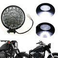Black High Low Beam 5" 30 LED Headlight For Harley Cafe Racer Bobber Motorcycle