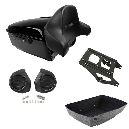 King Trunk Mount Rack Speakers Backrest Fit For Harley Touring Road Glide 14-26