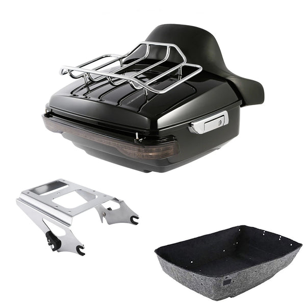King Tour Trunk Backrest LED Tail Light Rack Mount Fit For Harley Touring '09-13