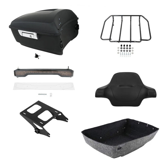 Matte Black King Trunk Pad Rack Light Mount Fit For Harley Street Glide 2014-26