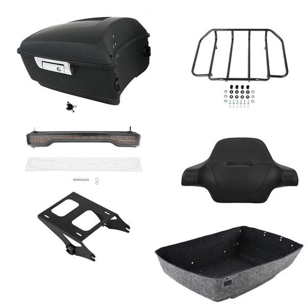 Matte Black King Trunk Pad Rack Light Mount Fit For Harley Street Glide 2014-26