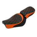 Driver & Passenger Seats Fit For Harley Sportster Iron 883 2016-22 Black+Orange