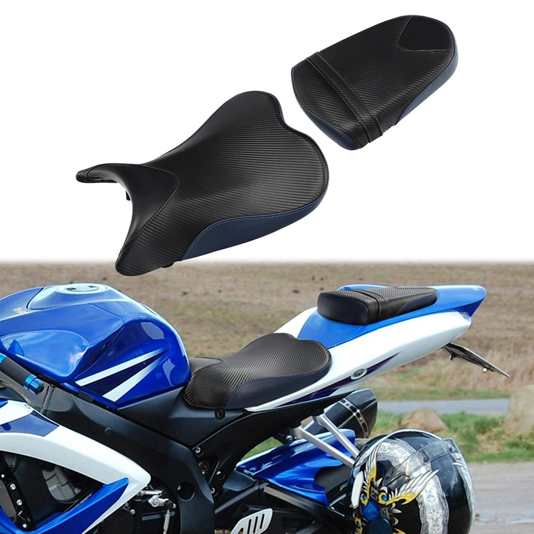 Driver Passenger Seat Fit For Suzuki GSXR600 GSXR750 2006-2007 06 07 Black Blue