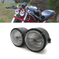 Black Twin Headlight Motorcycle Double Dual Lamp Street Fighter Naked Dominator