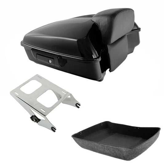 Black Chopped Backrest Pad Mount Rack Fit For Harley Touring Road Glide 2014-26