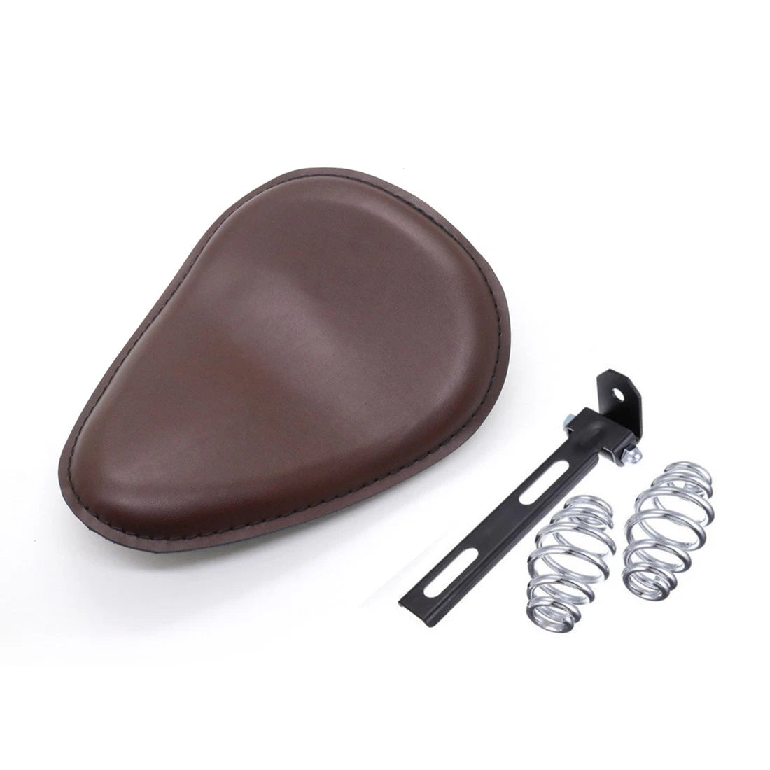Brown PU Leather Solo Drive Seat Spring & Bracket For Harley Honda Suzuki Custom