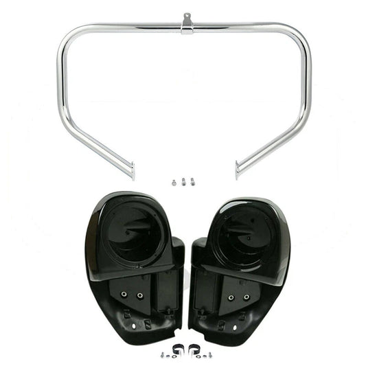 Lower Vented Fairing 6.5" Speaker Pod Crash Bar Fit For Harley Touring 2014-2024