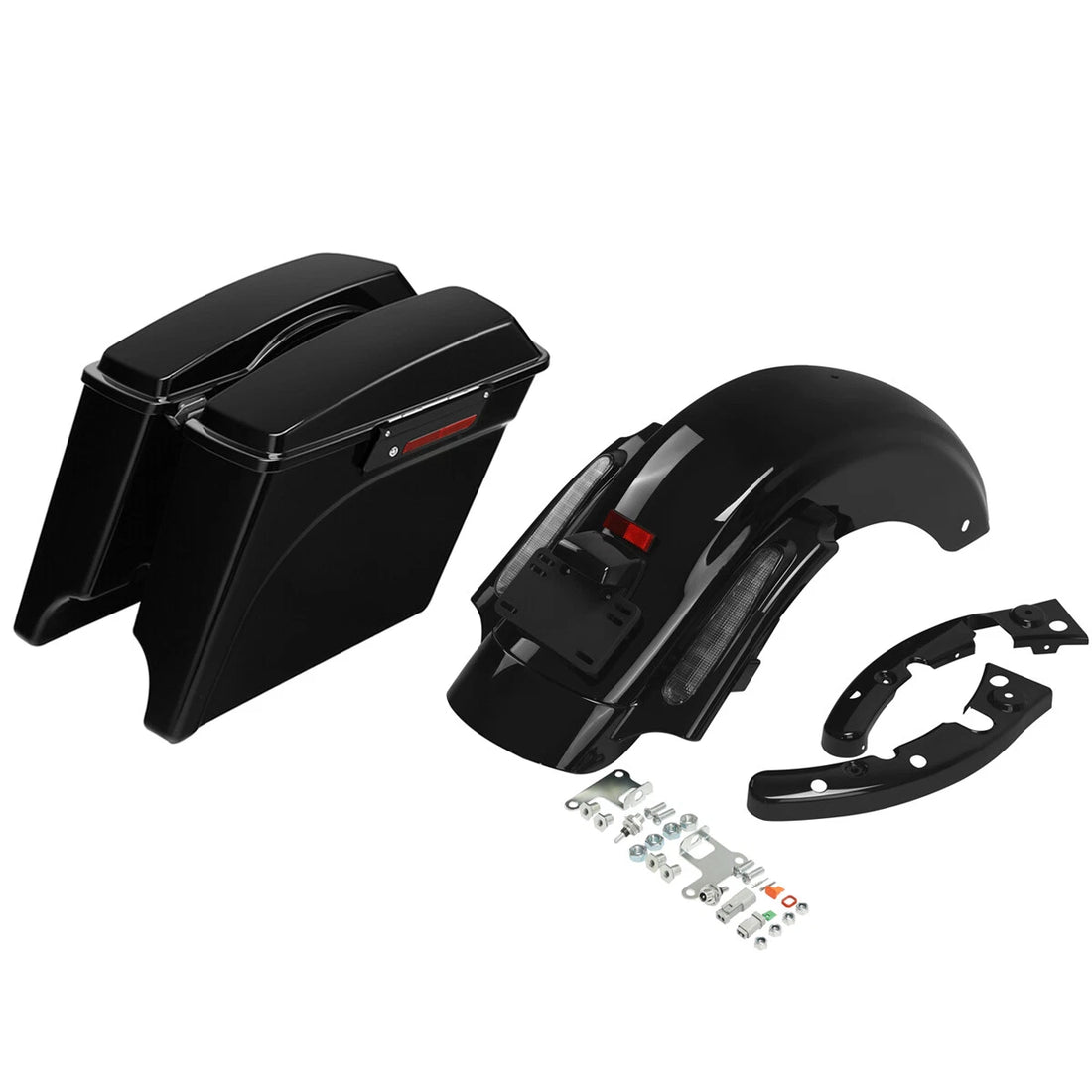 5" Extended Hard Saddlebags LED Rear Fender Fit For Harley Street Glide 09-13 12