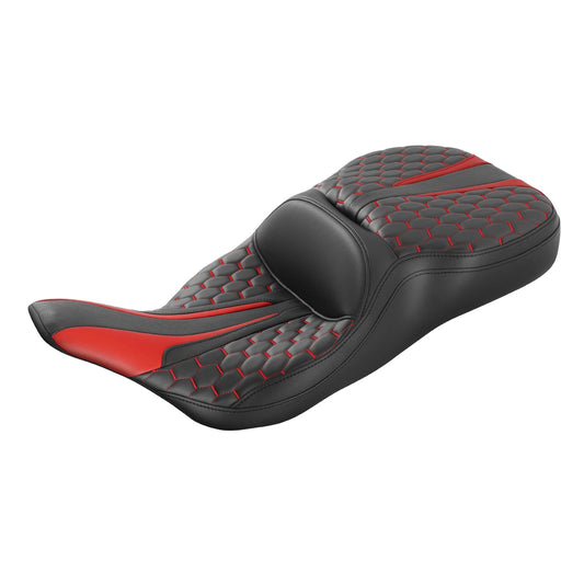 Black Red Rider & Passenger Seat Two-Up Fit For Harley Electra Glide 1997-2007