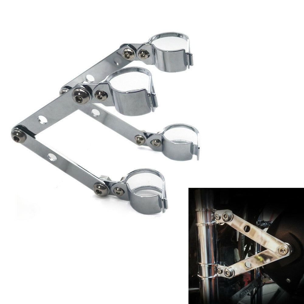 41-51mm Chrome Adjustable Headlight Indicator Mounting Fork Bracket For Harley