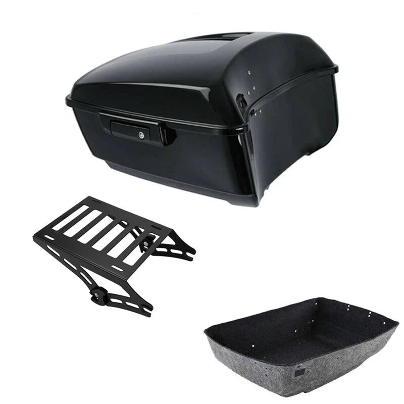 Black King Trunk & Mount Rack Fit For Harley Touring Road King Glide 2014-2026