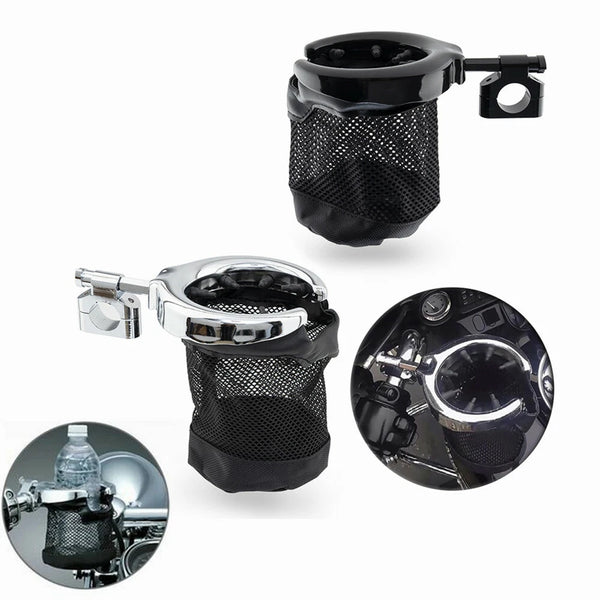 22/25mm Motorcycle Handlebar Cup Holder Metal Drink Mesh Basket For Harley Dyna