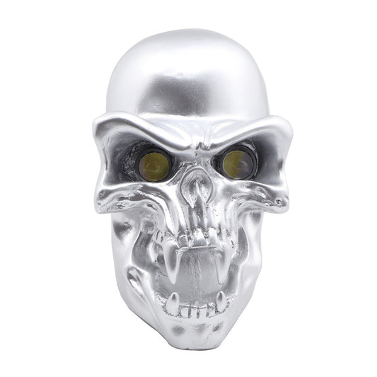 Motorcycle Silver Hi/Lo Beam LED Skull Headlight Head Lamp For Harley Yamaha