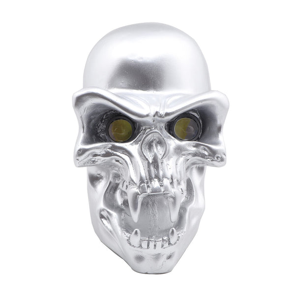 Motorcycle Silver Hi/Lo Beam LED Skull Headlight Head Lamp For Harley Yamaha