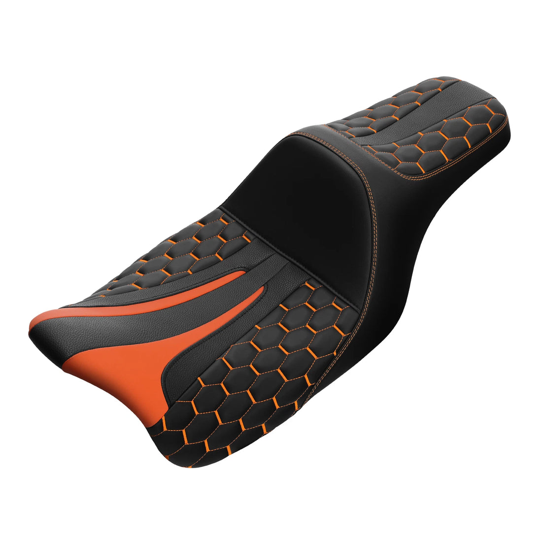Driver Passenger Two-Up Seat Fit For Harley Road Glide 2009-2023 Black+Orange