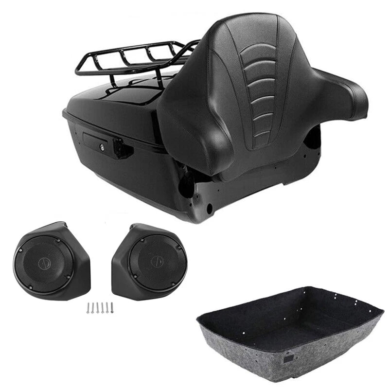 King Trunk Luggage Rack Backrest Speakers Fit For Harley Cvo Road Glide 2014-26