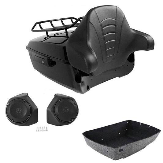 King Trunk Luggage Rack Backrest Speakers Fit For Harley Cvo Road Glide 2014-26