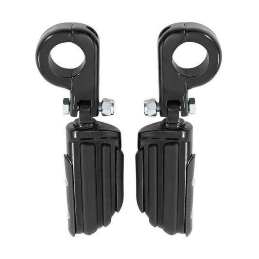 1 1/4" Black Highway Engine Guard Footpeg Footrest Mount Clamps Fit For Harley