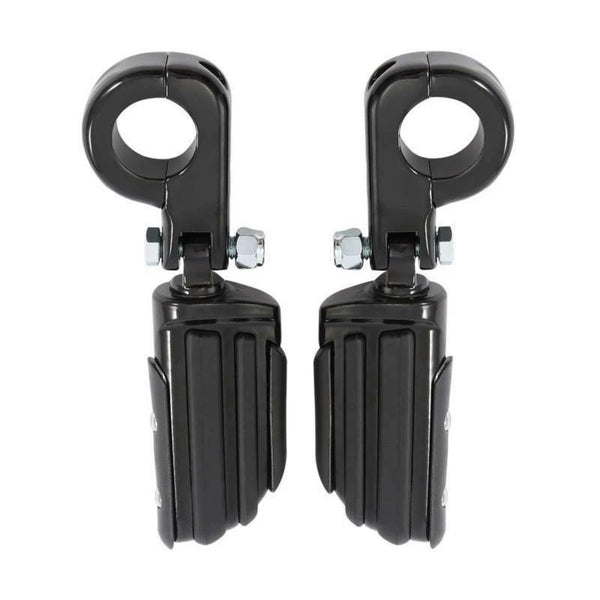 1 1/4" Black Highway Engine Guard Footpeg Footrest Mount Clamps Fit For Harley