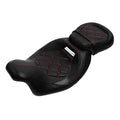 Black with Red Stitching Seat Fit For Harley Touring Road Glide 2009-2023