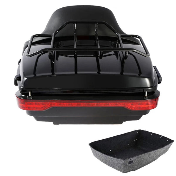 King Trunk Backrest Pad Luggage Rack LED Tail Light Fit For Harley Touring 14-26