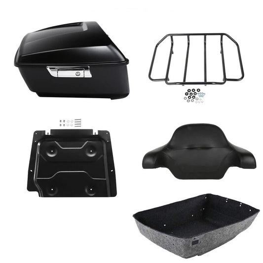 Matte Black King Trunk Backrest Pad Rack Plate Fit For Harley Touring 2014-2026