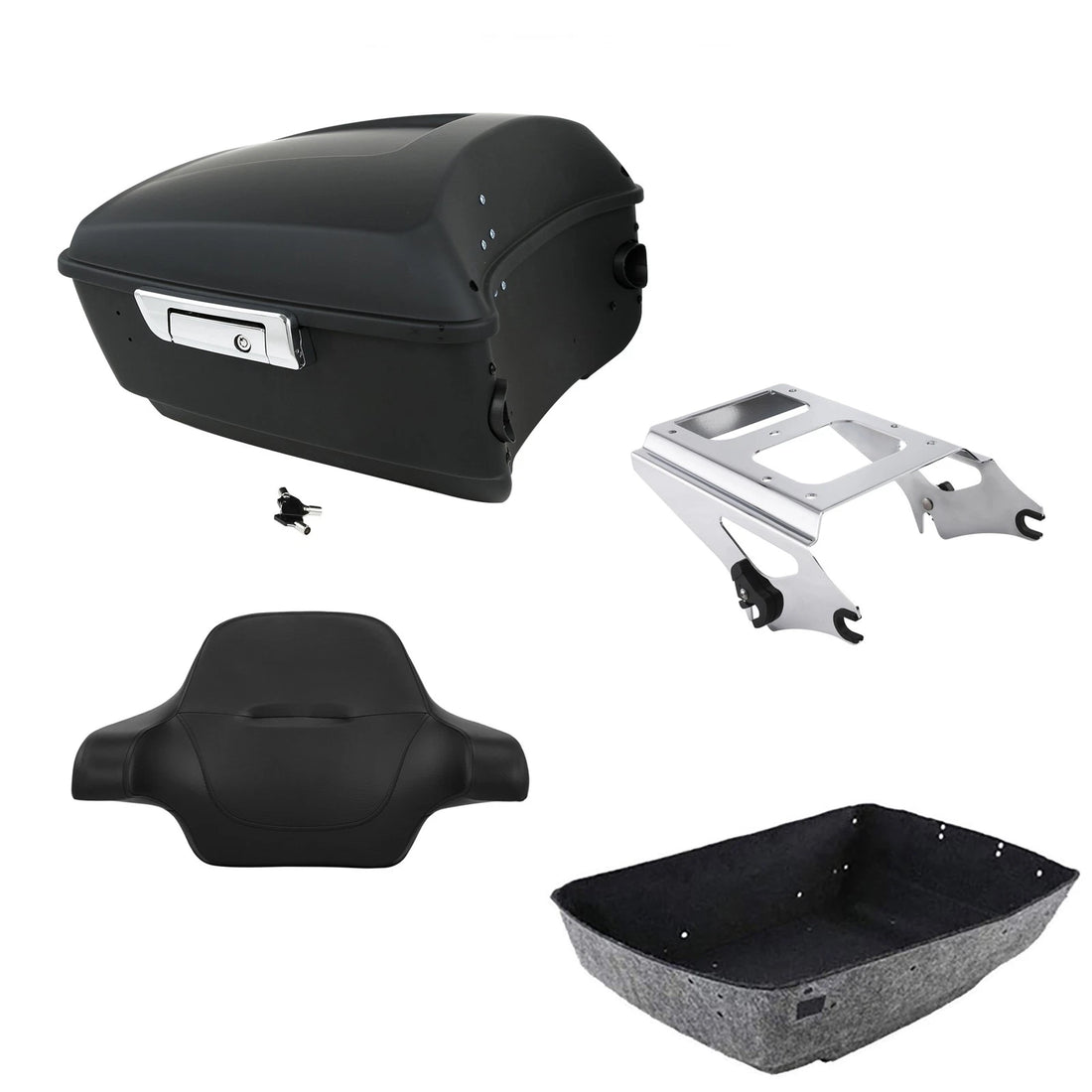 Matte Black King Trunk Backrest Mount Rack Fit For Harley Touring Glide 09-2013