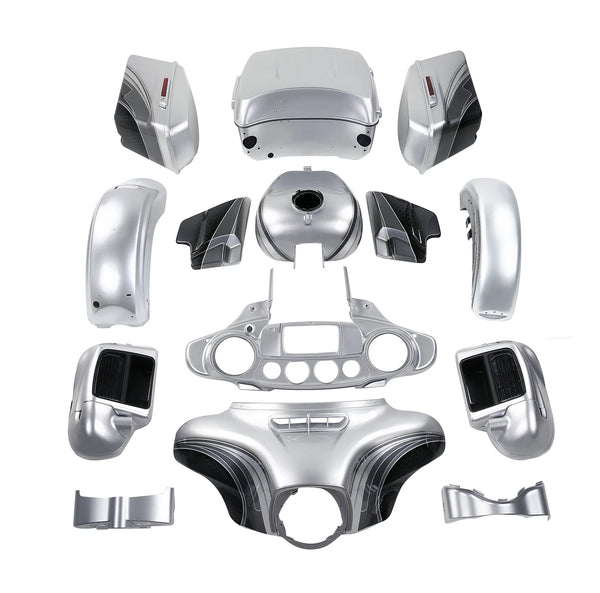 Fairings Bodywork Fit For Harley Electra Glide 14-24 Silver/Black Honeycomb Fade