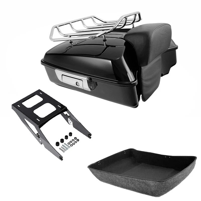 Vivid Black Chopped Trunk Backrest Mount Rack Fit For Sport Glide 2018-2021