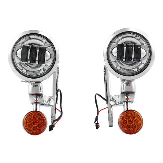 4.5" Turn Signals LED Spot Fog Light Bracket Fit For Harley Road King 1994-2023
