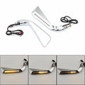 8mm Chrome Sickle Rearview Side Mirror W/ LED Flowing Water Turn Signal Light