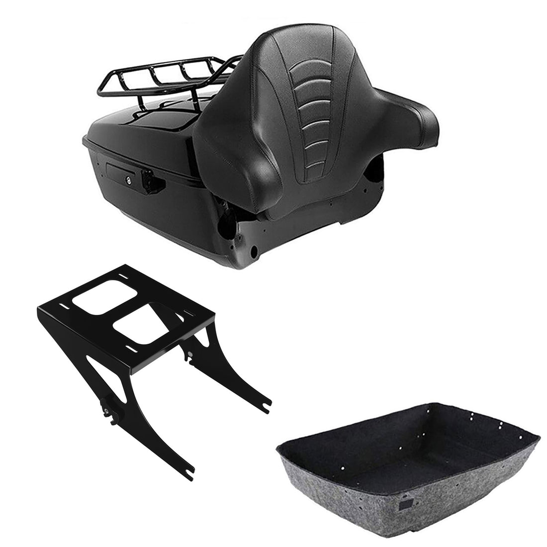 King Trunk Luggage Backrest Two-Up Mount Rack Fit For Harley Fat Boy Flstf 08-17