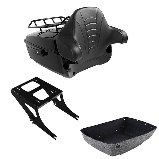 King Trunk Luggage Backrest Two-Up Mount Rack Fit For Harley Fat Boy Flstf 08-17