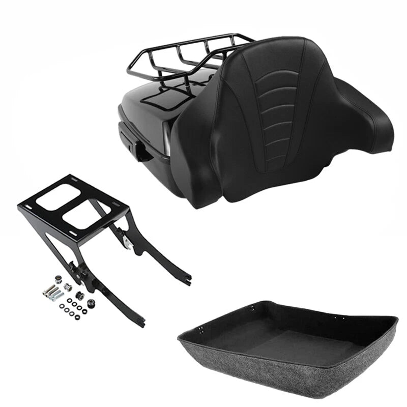 Black Chopped Trunk Pad Mount Rack Fit For Harley Softail Heritage Classic 18-26