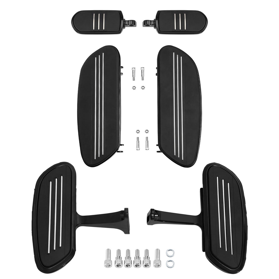 Black Driver & Passenger Floorboard Footpegs Fit For Harley Road Glide 1993-2025