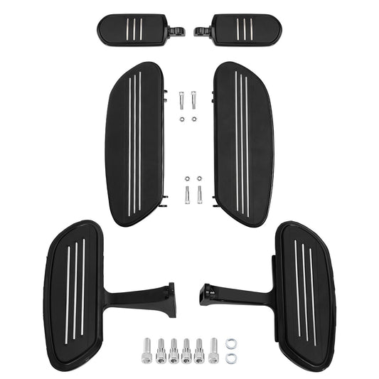 Black Driver & Passenger Floorboard Footpegs Fit For Harley Road Glide 1993-2025