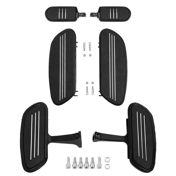 Black Driver & Passenger Floorboard Footpegs Fit For Harley Road Glide 1993-2025