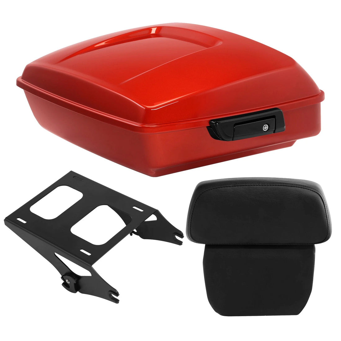Chopped Trunk w/ Backrest & Mount Rack Fit For Harley Touring 14-25 Whiskey Fire