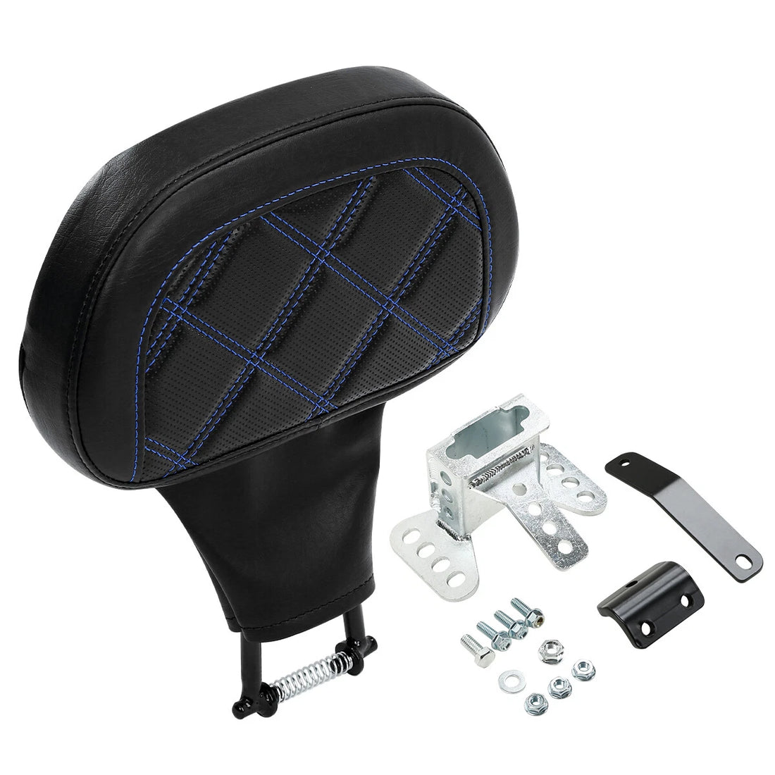 Black+Blue Stitching Driver Backrest Pad Fit For Harley Touring Road Glide 09-23