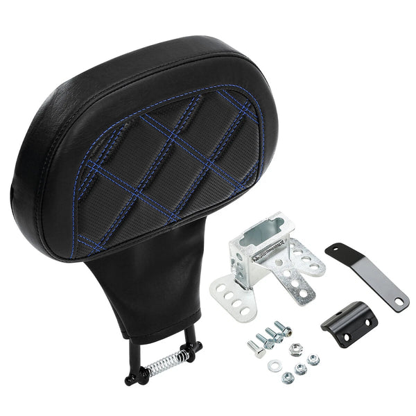 Black+Blue Stitching Driver Backrest Pad Fit For Harley Touring Road Glide 09-23