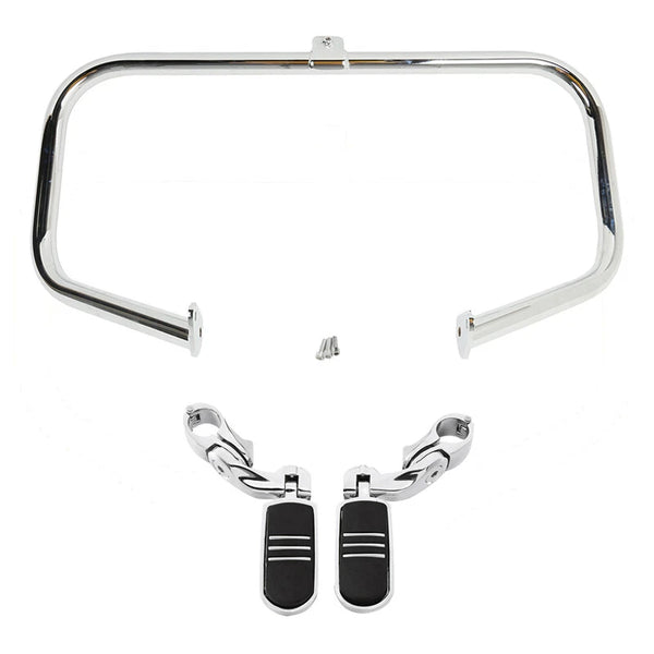 Chrome Engine Guard Highway Crash Bar Footpeg Fit For Harley Road King 1997-2008