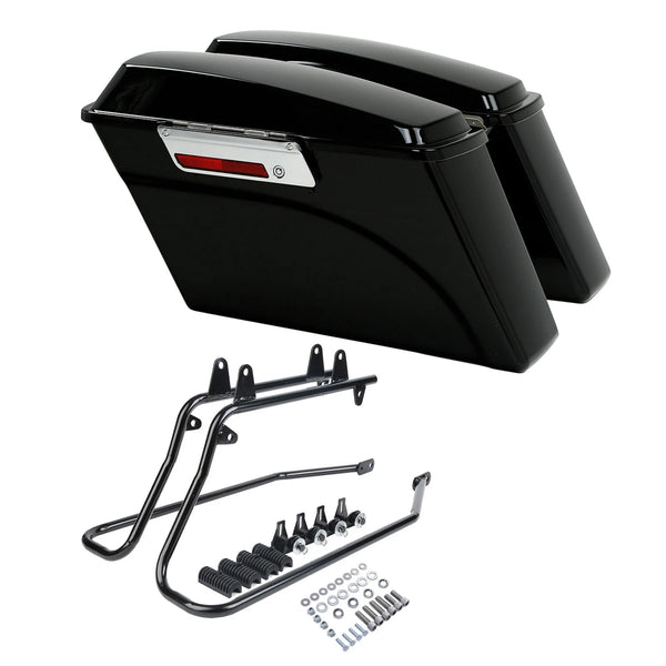 Vivid Black Saddlebags With Conversion Brackets Fit For Harley Softail 1984-2017