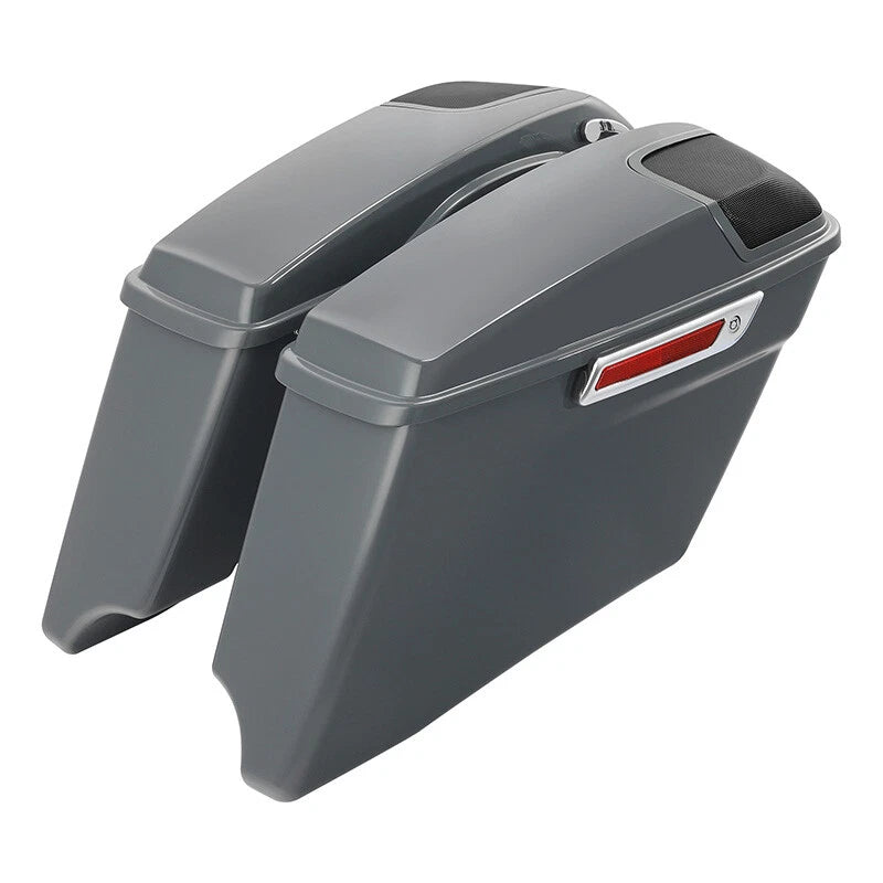 4" Stretched Hard Saddlebags Fit For Harley Touring 2014-2024 2023 Gunship Gray