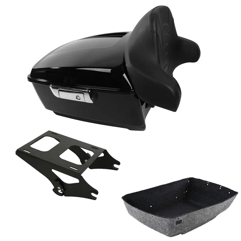 King Trunk Backrest Pad Mount Rack Fit For Harley Touring Road Glide 2014-2026