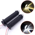 Motorcycle 7/8" 22mm Black Handlebar Hand Grip With LED Plug Strobe Side Light