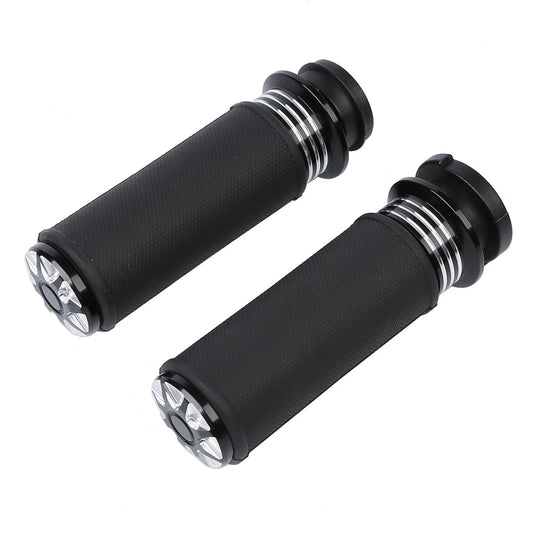 Black Electric 1" Handlebar Bar Hand Grips For Harley Touring Flht Softail Dyna
