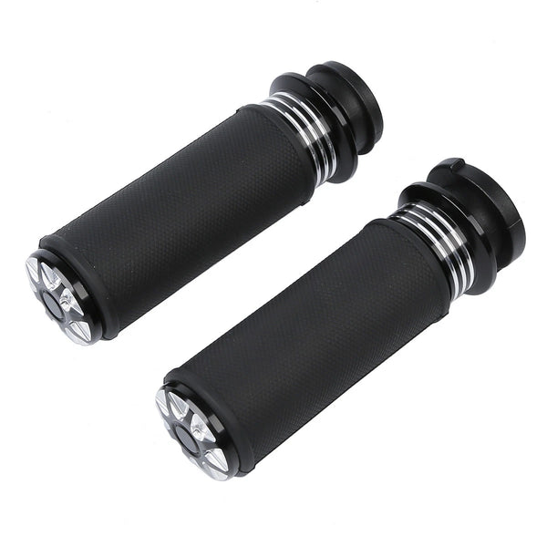 Black Electric 1" Handlebar Bar Hand Grips For Harley Touring Flht Softail Dyna