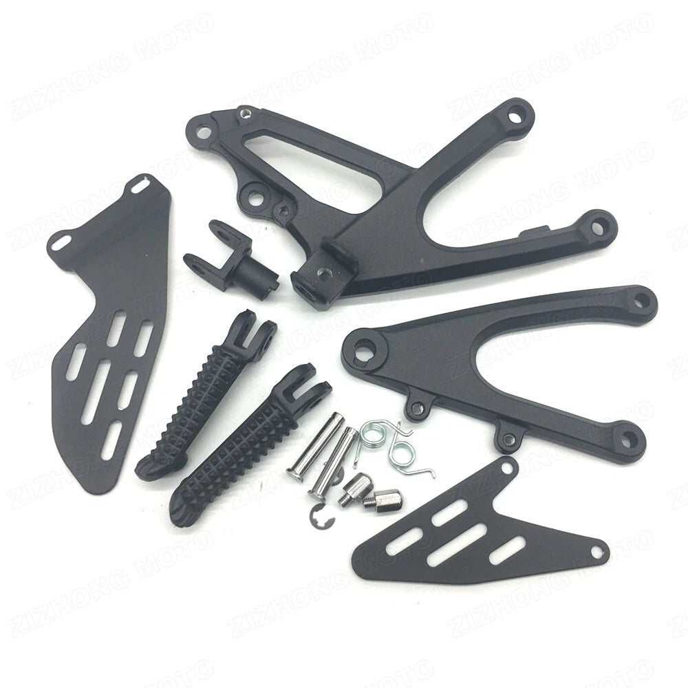 Black Driver Front Footrests Foot Pegs Bracket Fit for 2007 2008 Yamaha YZF R1