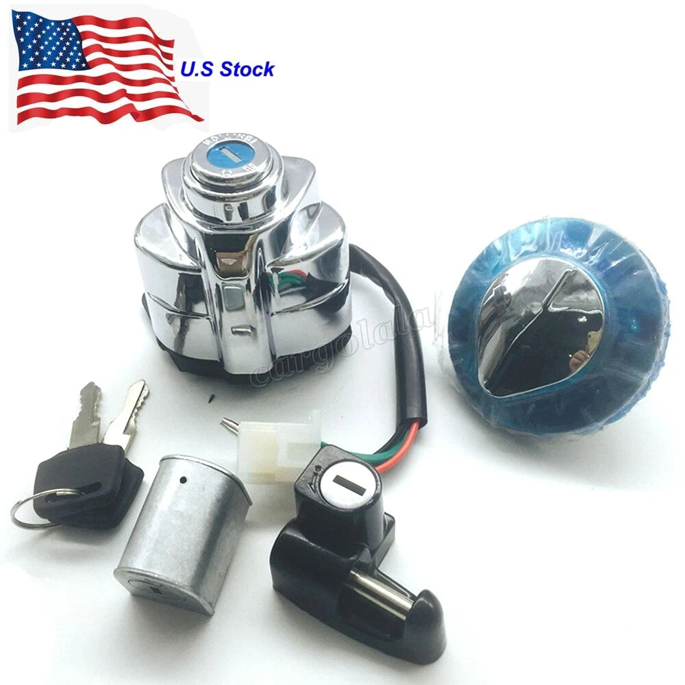 Ignition Switch Fuel Gas Cap Seat Lock Set Fits Honda Shadow ACE/VT750 VLX/VT600