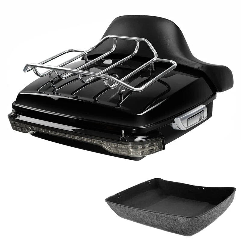 Chopped Trunk Backrest Rack LED Light Fit For Harley Touring Road Glide 14-26 25